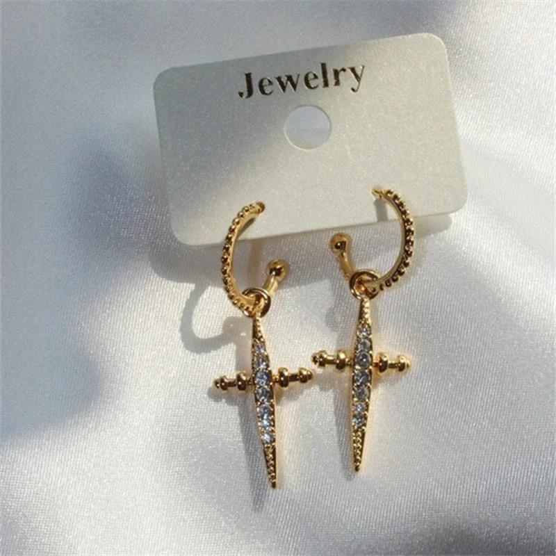 New Fashion Cross Dangle Earrings For Women Gold Color Hip Hop Cool Girls  Chic Gift Newly Designed Jewelry Drop Ship