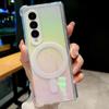 Luxury Laser Transparent Hard Case for Samsung Galaxy Z Fold 6 5 4 3 Z Fold4 Magsafe Case Shockproof Wireless Charging Magnetic Cover