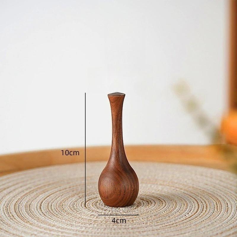

Japanese Dining Table Dried Flower Arrangement Wood Crafts Black Walnut Wood Flower Ware Creative Desktop Vase Ornament Gifts коричневый