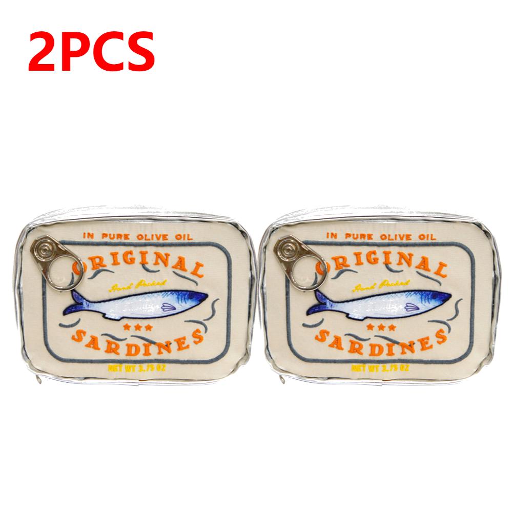 Cute Cosmetic Bag Sardines Cans Shape Funny Bag Creative Portable Toiletry Bag Fashion Zipper Multi-function Soft Makeup Bags