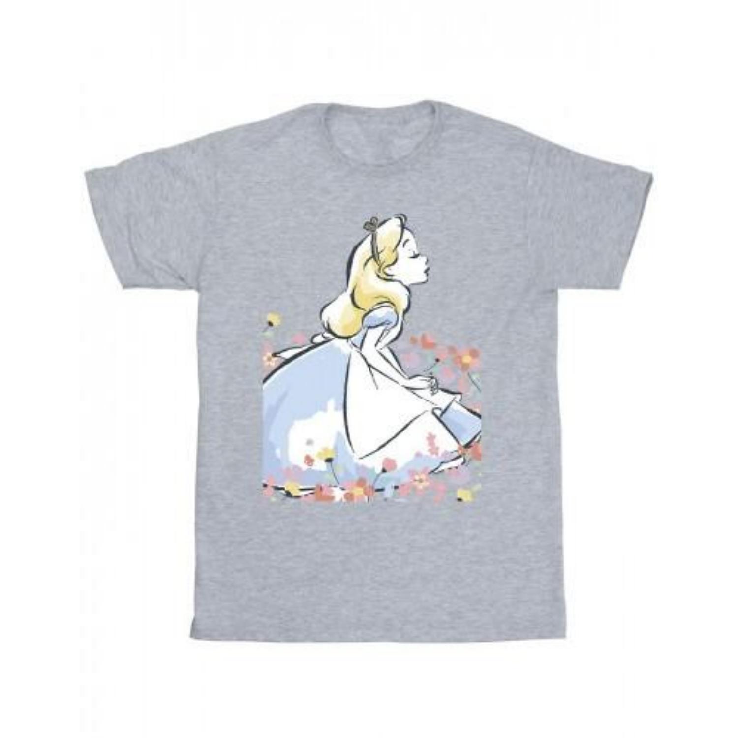 Disney Mens Alice In Wonderland Sketch Flowers T-Shirt XXXXL