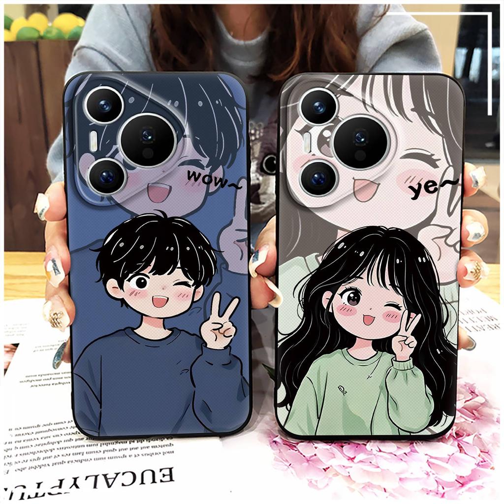 Full wrap Protective Phone Case For Huawei P70 Pro/Pura 70 Pro+ Back Cover TPU Waterproof Cartoon Couple Phone Pouch