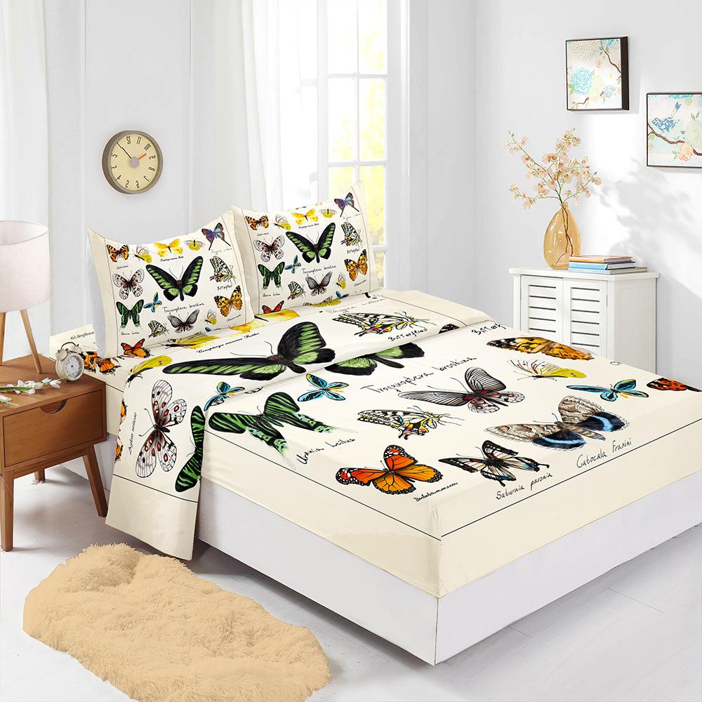 Four-Piece Mattress Set 3D Digital Printing Mattress Protective Cover Specimen Butterfly Mattress
