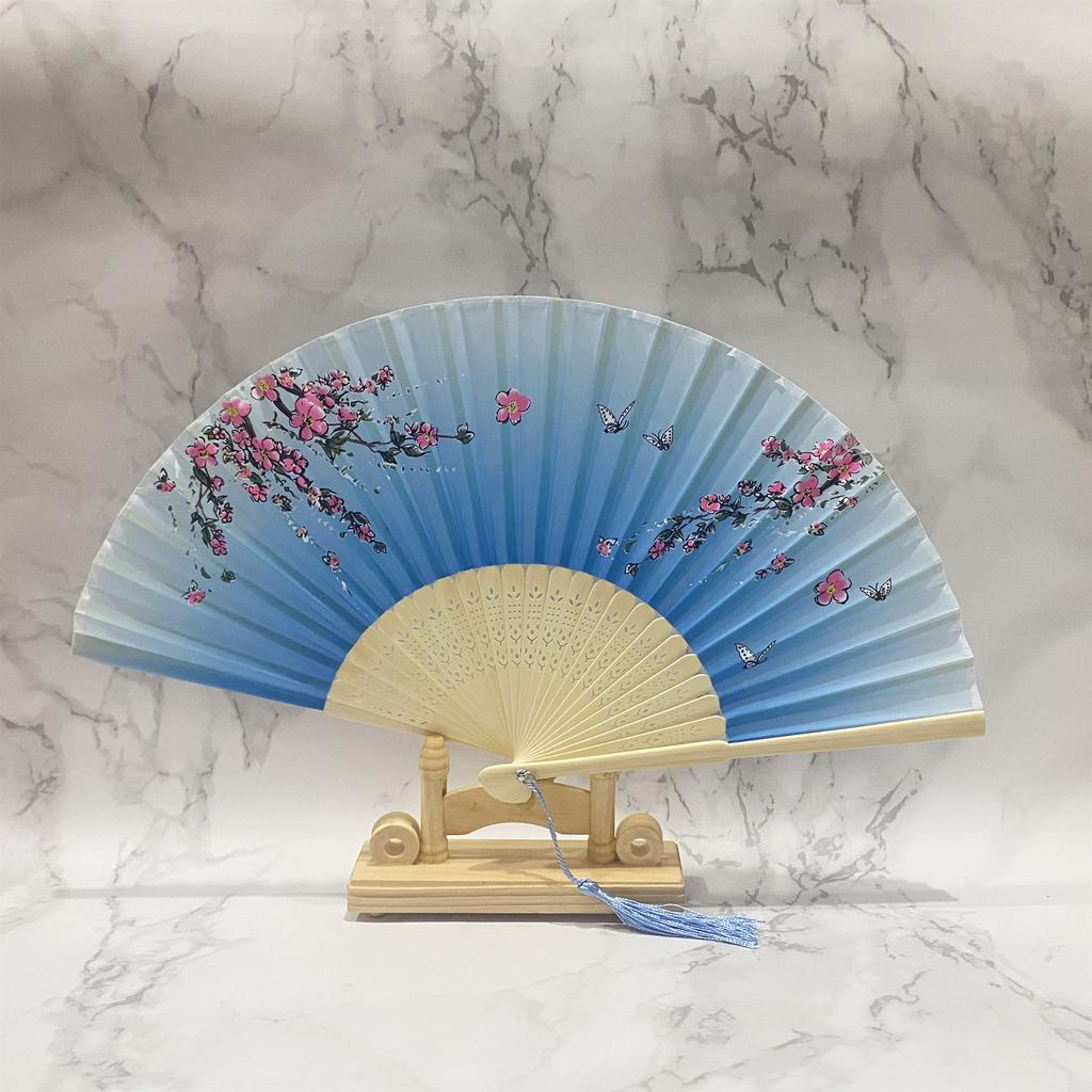 1 Pezzo Ventaglio Pieghevole da Donna Stile Antico Cinese con Nappa Frangia Ventaglio da Danza Hanfu Cheongsam Oggetti di Scena per Foto Ventaglio Portatile Estivo