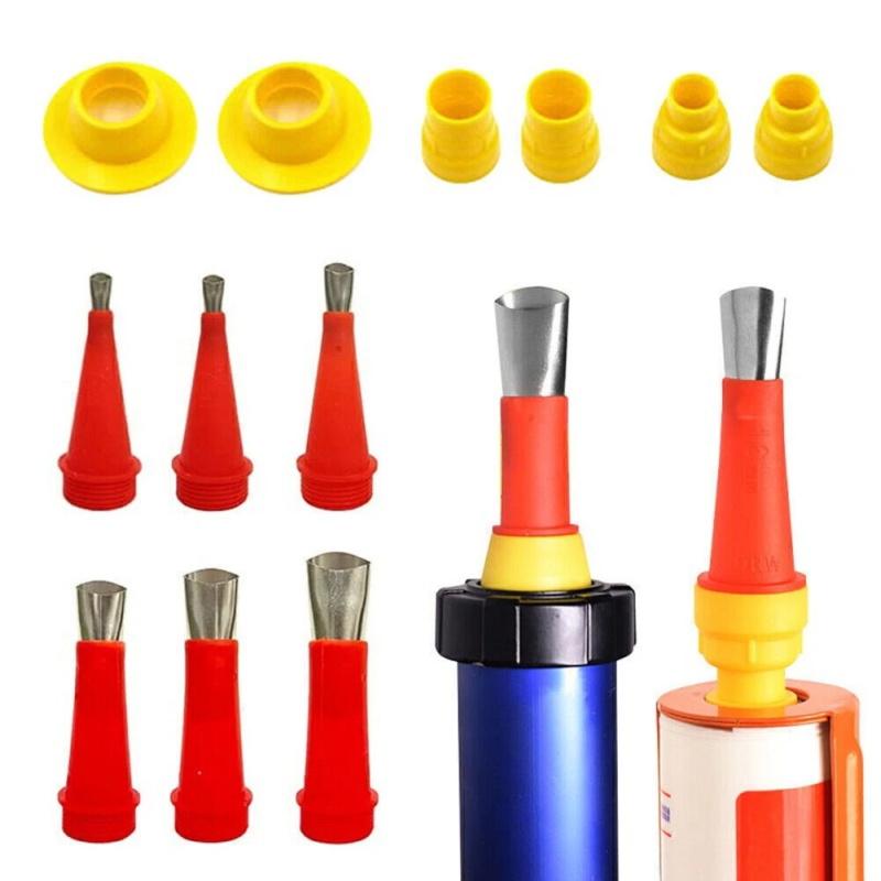 15 Pcs Silicone Caulking Nozzle Applicator Tool Kit Stainless Steel Finisher Set
