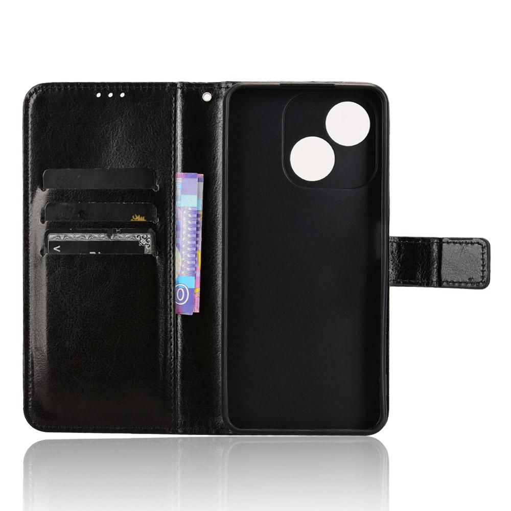 For ZTE Blade A35e PU Leather Case with Strap Crazy Horse Texture Phone Wallet Cover