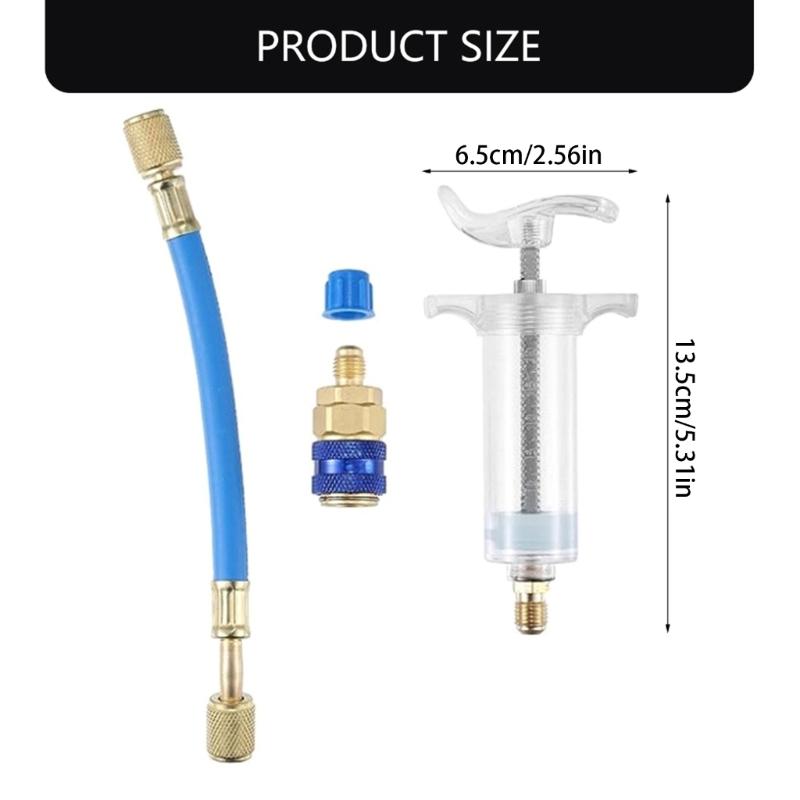 Car A/C Oil and Dye Injectors Refrigerants Tool with Low Side Quick Coupler Adapter 1/4" SAE