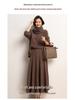 Women's High-Waisted Cashmere Pleated A-Line Skirt - Autumn/Winter Korean Style, Solid Color, Casual Wear