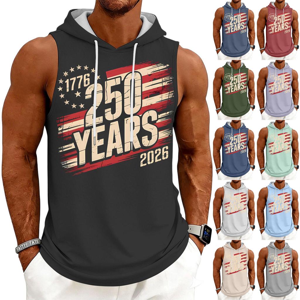 Men's Tank Top Gym Sleeveless Hoodie Shirt Washed Sports Muscle Shirts Fitness Vest With Hood