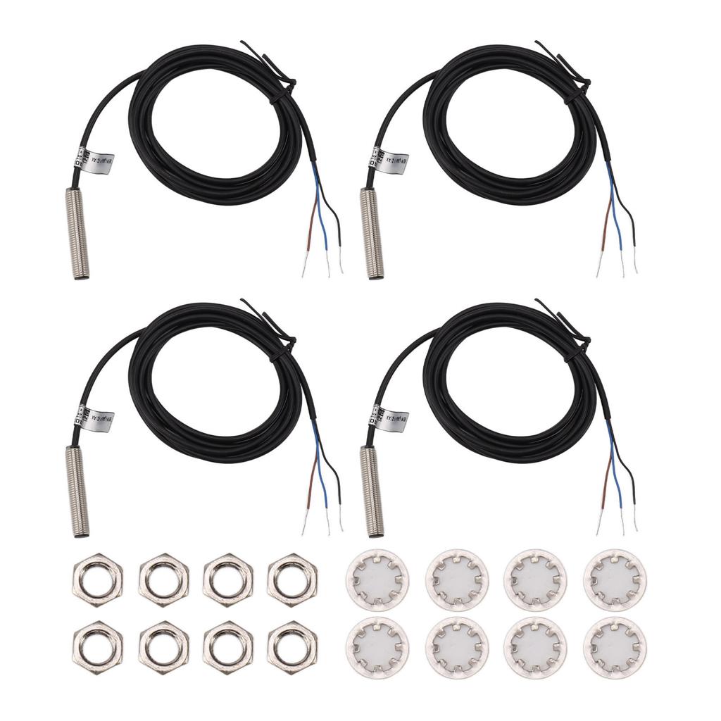 4 Set Proximity Sensor Switch 8mm Flat Head Metal Case NPN DC 3 Wire Normally Closed Proximity