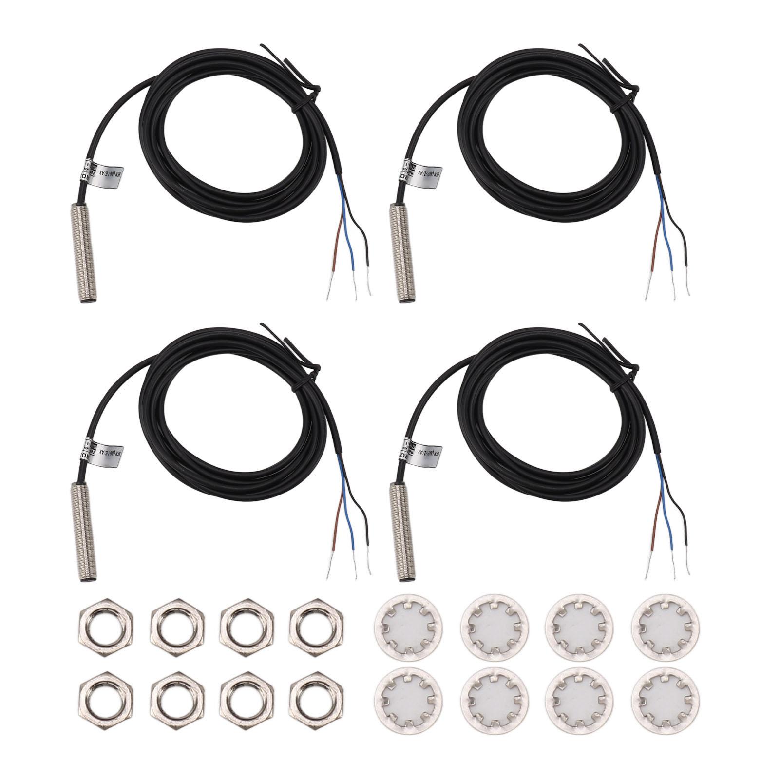 

4 Set Proximity Sensor Switch 8mm Flat Head Metal Case NPN DC 3 Wire Normally Closed Proximity