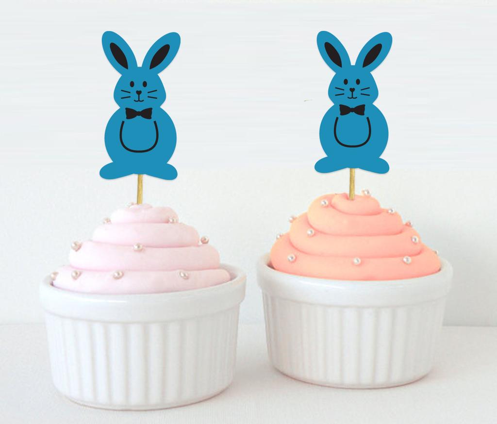 Darling Souvenir | Třpytivé zlaté velikonoční zajíček, ozdoby na muffiny, dezertní dekorace, ozdoby na muffiny - sada