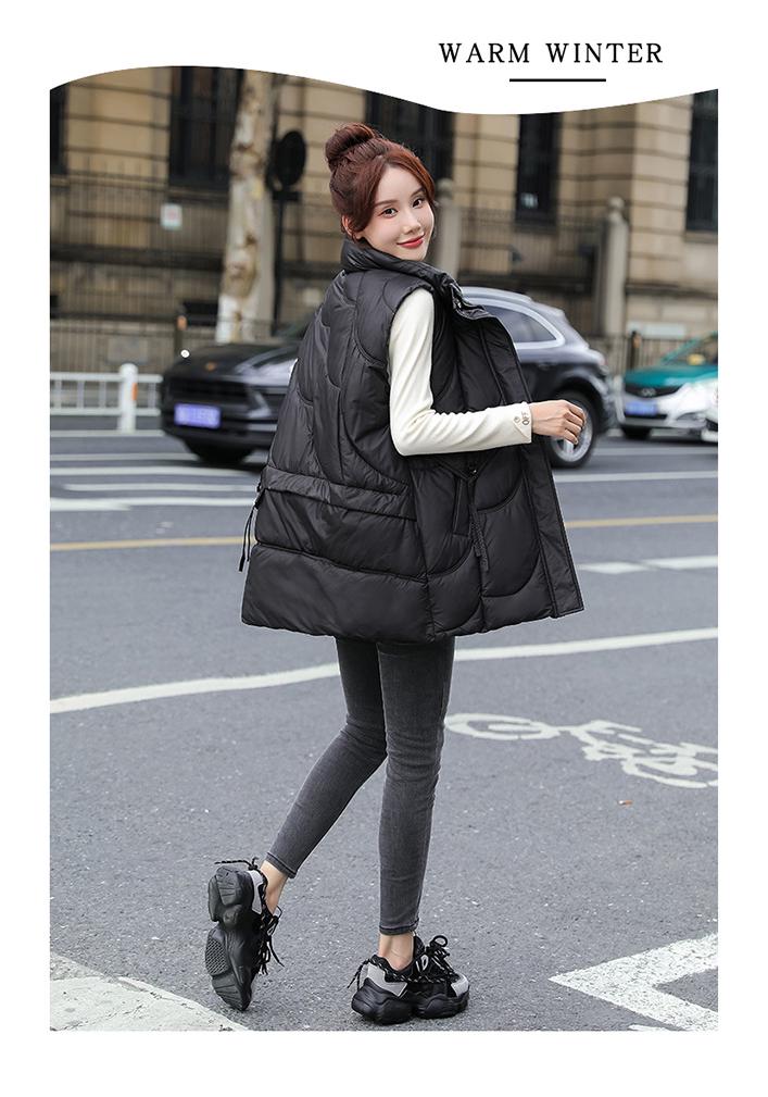 2026 Autumn/Winter Women's Mid-Length Sleeveless Cotton Padded Vest