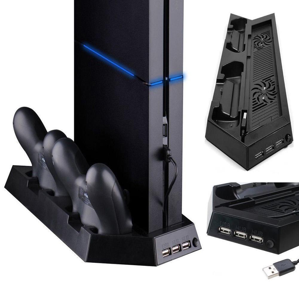 PS4 Cooling Station Vertical Stand with 2 Cooler Fan 3 USB HUB and 2 Controller Charging Dock for Sony Playstation 4 Accessories