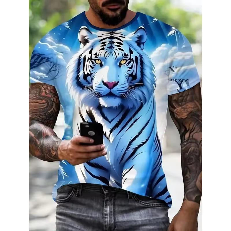 Men's Animal Tiger Totem 3D Printed T-Shirt Street Top Creative Daily Leisure Sports Fashion Trend Personalized Neutral Clothing
