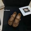 Leopard Print Cashmere Mary Jane Shoes Women's Autumn New Retro Soft-soled Shallow Mouth Single Shoes