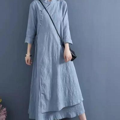 Φορέματα Γυναικεία Άνοιξη Vestidos Ρόμπα Elbise Φαρδιά Μεγάλο Μέγεθος Βαμβάκι Λινό Διπλής Όψης Μακρύ Φόρεμα