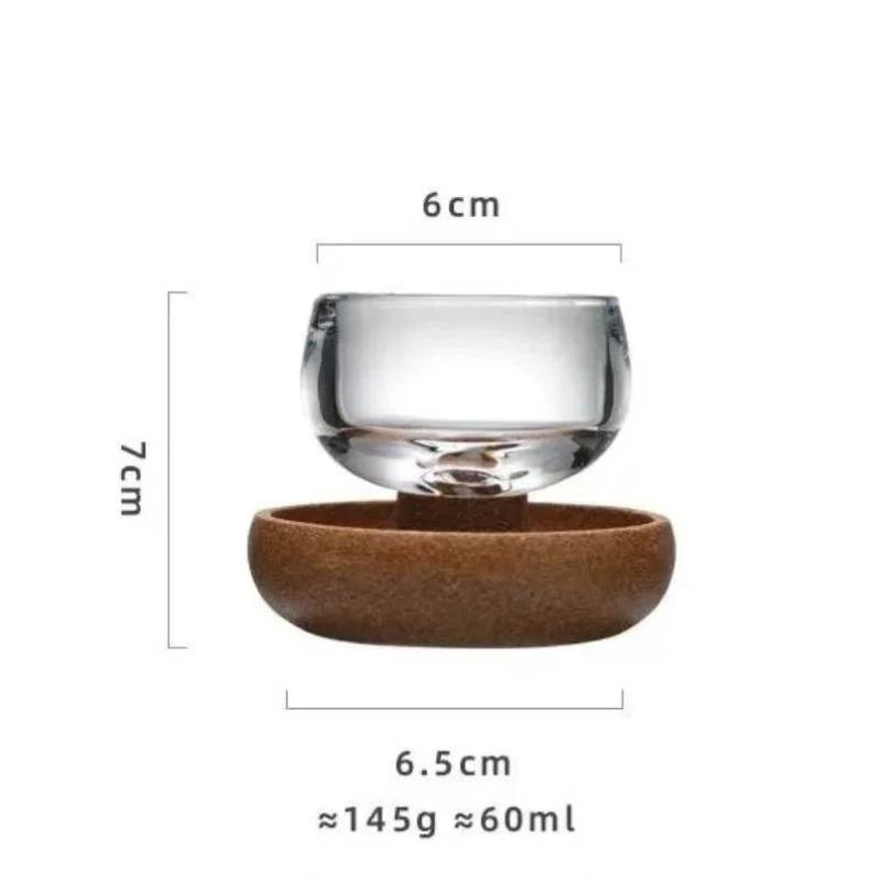 Handcrafted Lead-Free Crystal Tea Cup 60ml, Premium Hand-Blown Rotating Glass Master Cup for Kung Fu Tea A