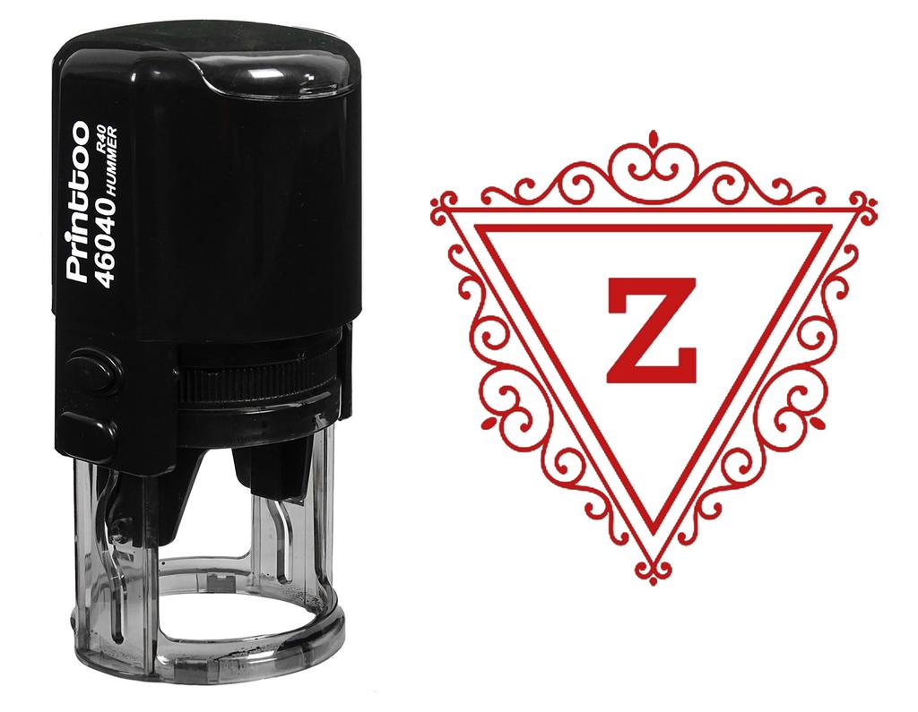 Printtoo Triangle Swirl Border Z Alphabet Monogram Initial Self Inking Rubber Stamp R-40 Office