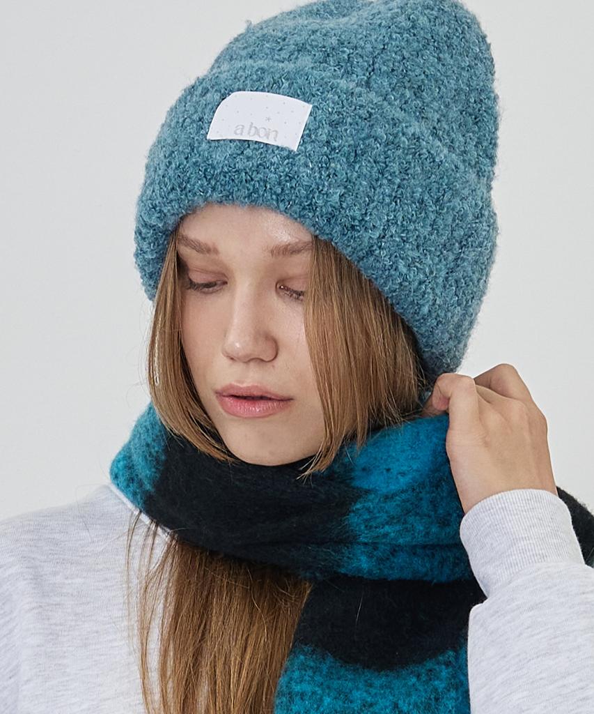 THE-ABON Bold Boucle Beanie Beige