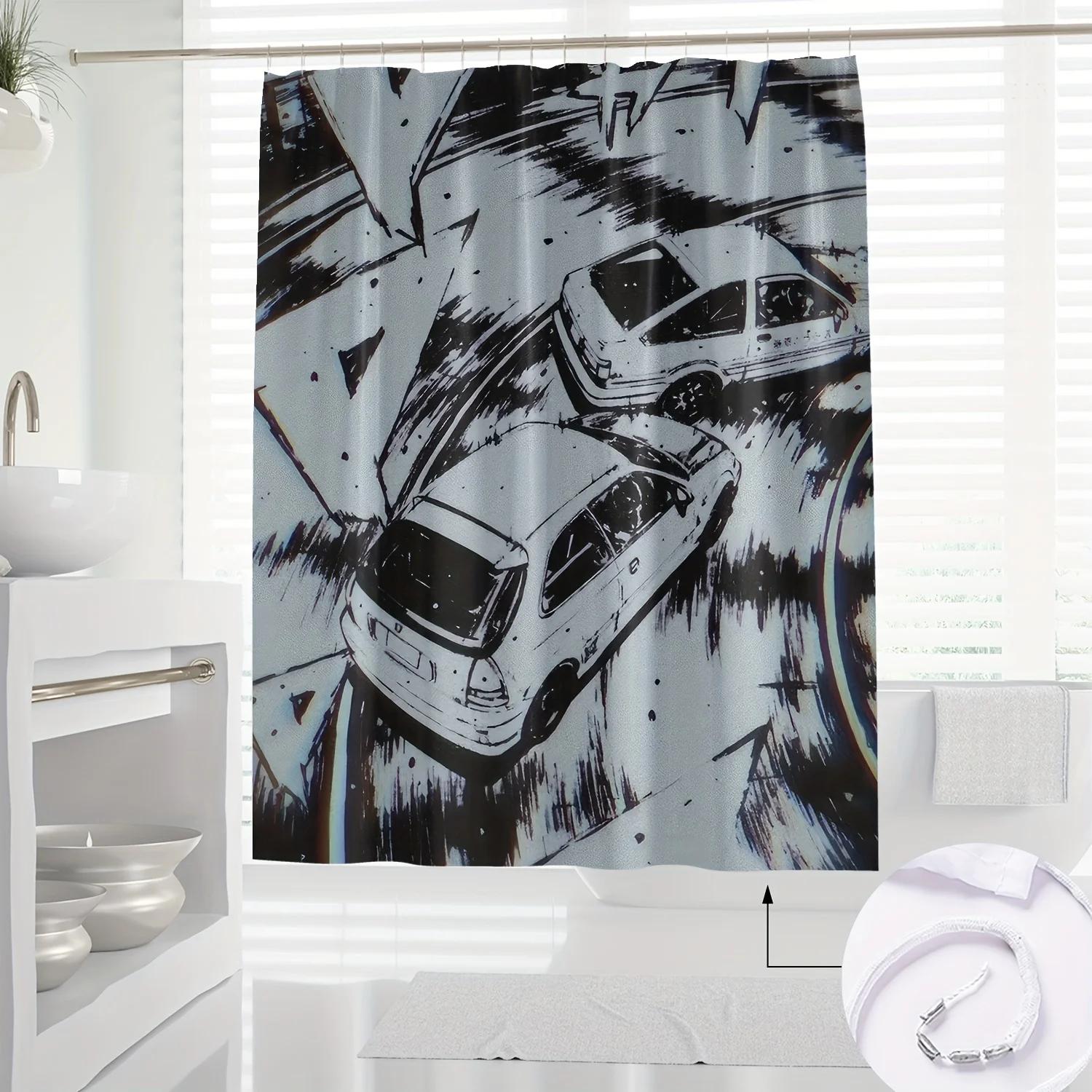 

Manga Car Chase Curtain - Digital Print, Water-Resistant, Polyester, Includes Hooks, All-Season W60H190(CM)-1 Pcs