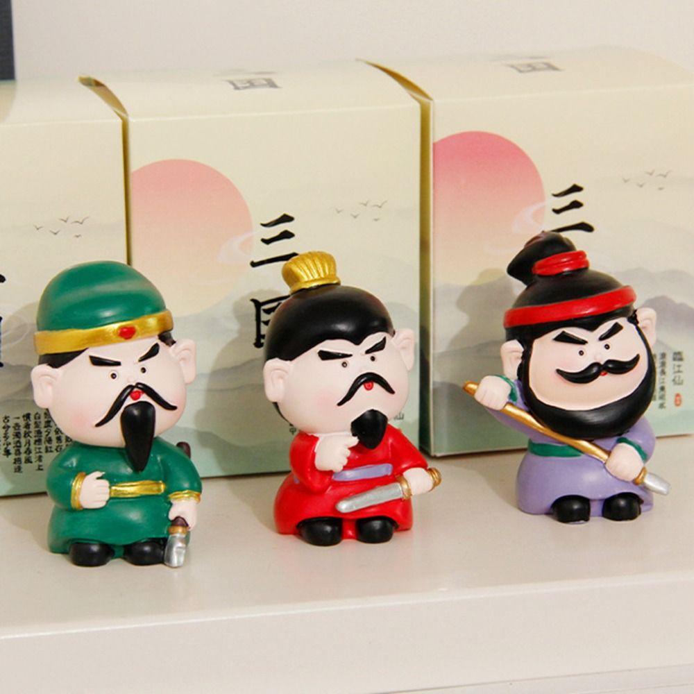 Mini Three Kingdoms Desktop Figurine Kawaii Car Ornament Anime Sculpture  Desk