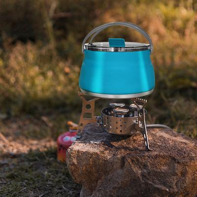 1L Camping Cook Pot Stainless Steel Bottom Camping Kettle Outdoor Silicone Kettle Excellent Gift for Travel Picnic for Hiking