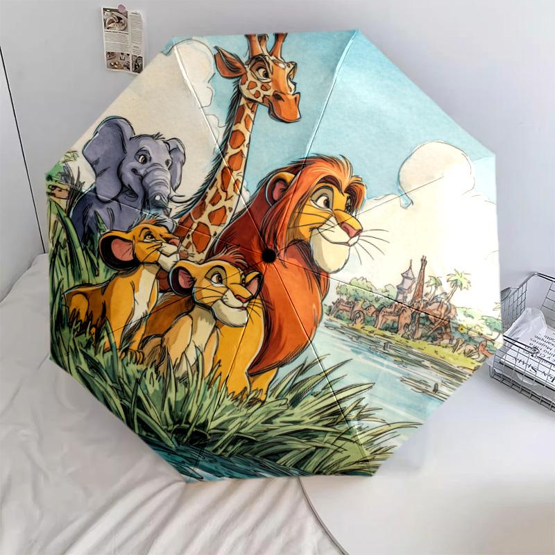 Animals In the Grass Pattern, Automatic Folding Umbrella, Portable and Foldable Design, 8 Ribs, a Christmas or Birthday Gift.