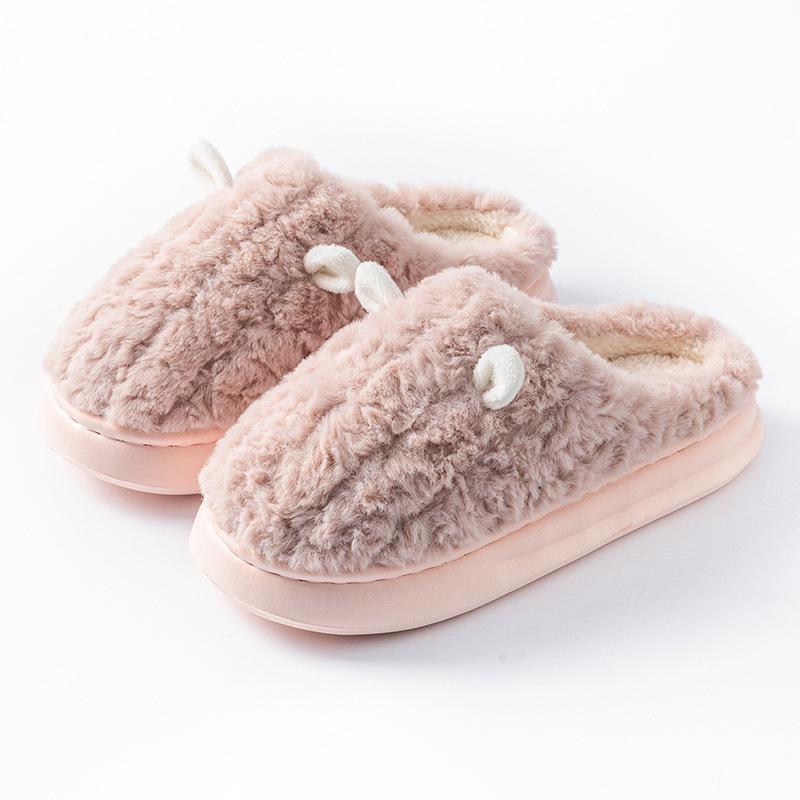 Warm Non-Slip Cotton Slippers with Thick Soles for Men and Women - Cute Indoor Footwear for Autumn and Winter