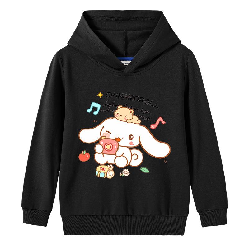 Girls new cute Sanrio Cinnamoroll print fleece hoodie fall and winter fashion and comfortable outdoor sports kid long sleeve top