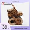 Fleece-Lined Leather Boots for Children - 2025 Winter Leopard Print Ankle Shoes for Boys and Girls