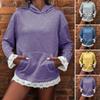 Loose Oversized Hoodie Sweatshirt Women Lace Trim Pullover Long Sleeve Pocket Casual Fall Tops