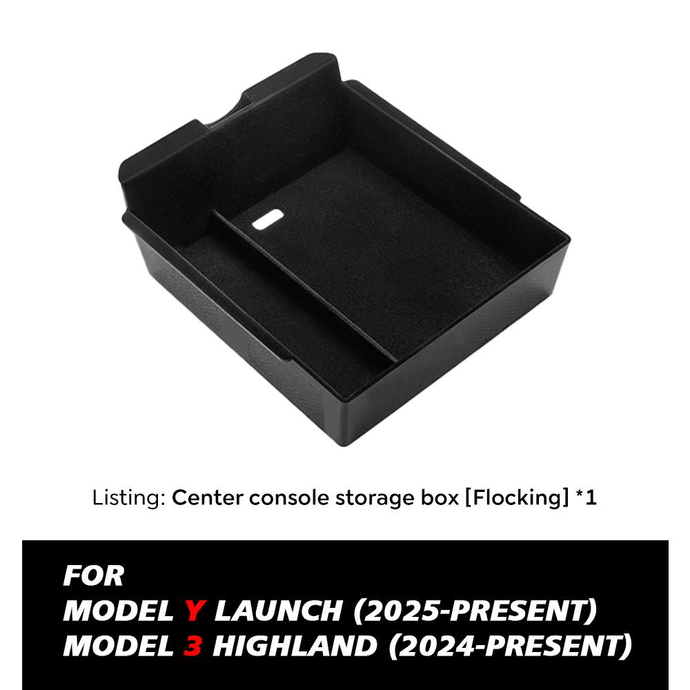 For Tesla New Model Y Juniper 2026 2025 Launch Model 3 Highland 2024 Center Console Armrest Storage Box Upper&Lower Silicone Mat