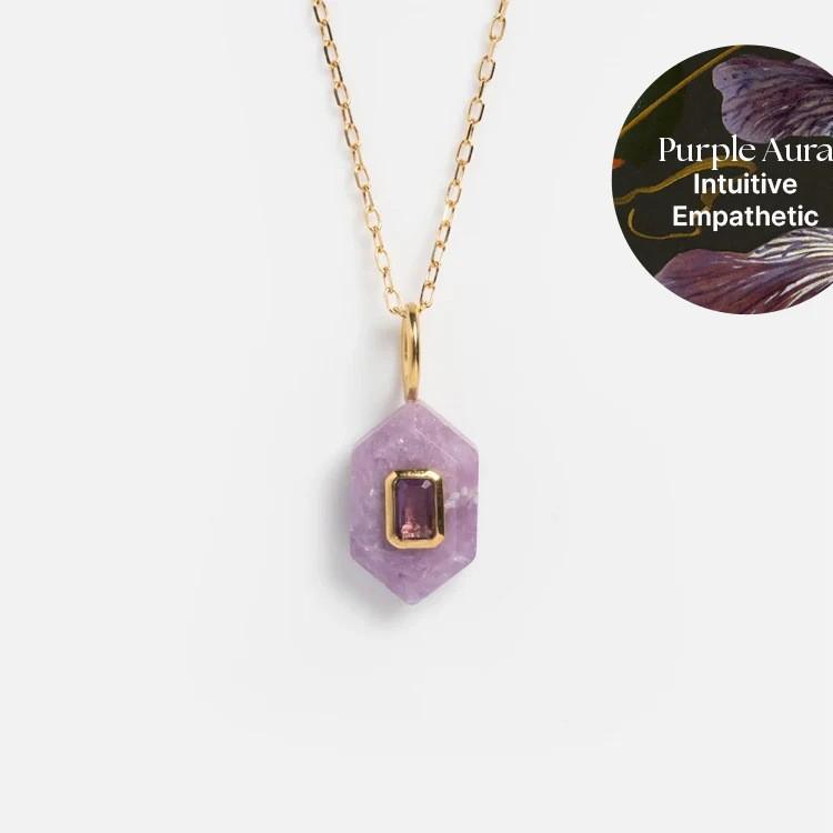 Natural Stone Energy Necklace Women'S Style Stainless Steel Sense Color Retention Fashion