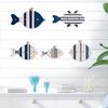 5 Pcs Wooden Fish Wall Decor Nautical Rustic Fish Wall Art Sculpture Beach Coastal Theme Farmhouse Hanging Sign for Home Bathroom Bedroom Lake House