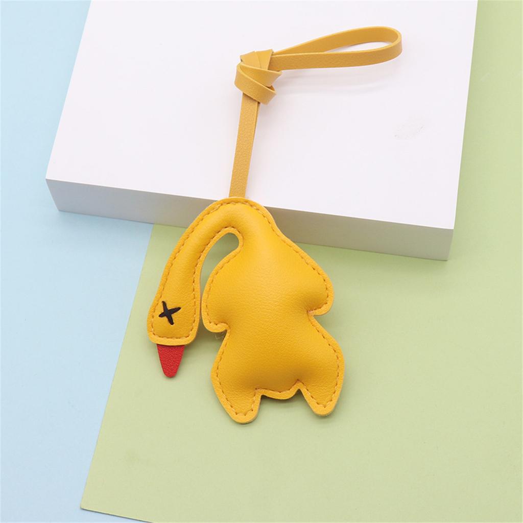 Cute Roast Duck Design Keychain For Keys Bags Car Decoration Soft PU Leather Keyring Fashionable Accessory Gift Idea