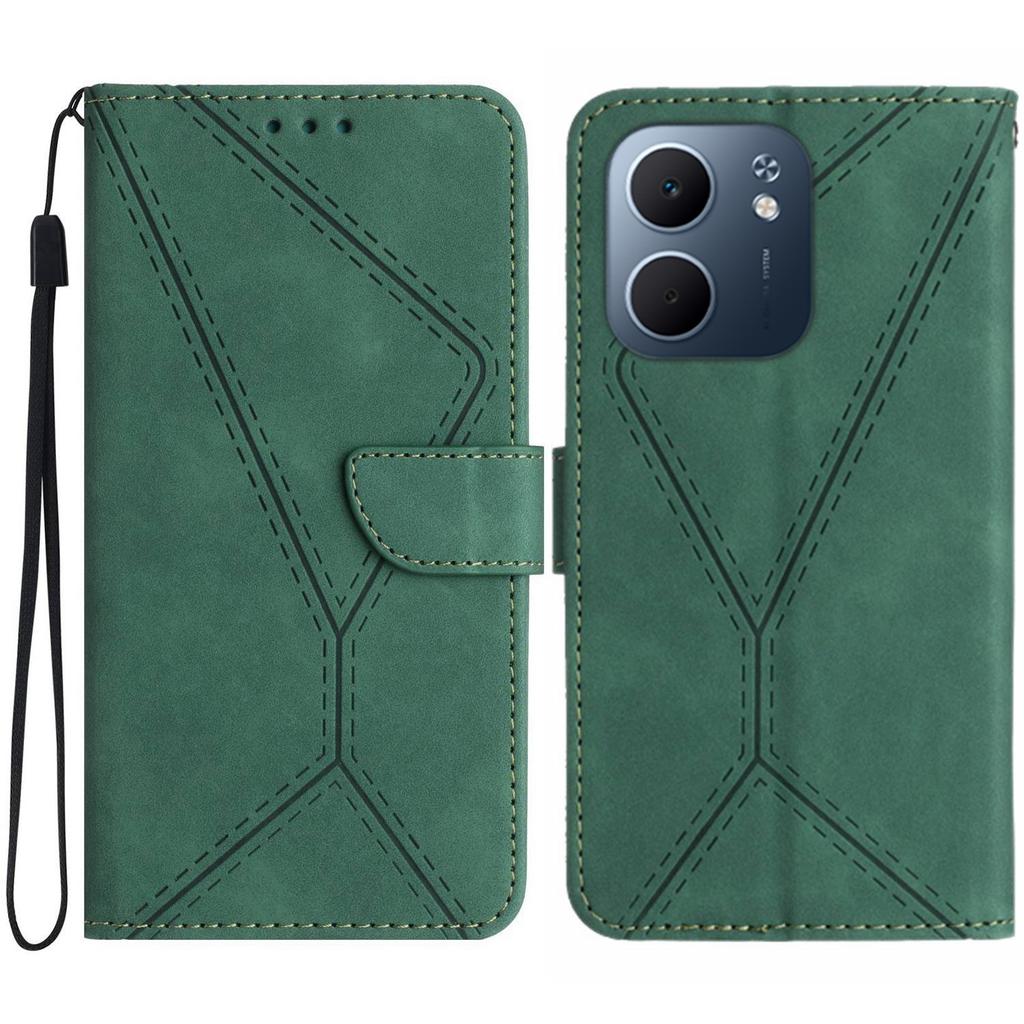 For Oppo A5x 5G/4G Case Skin Touch Lines Imprinted PU Leather Flip Phone Cover