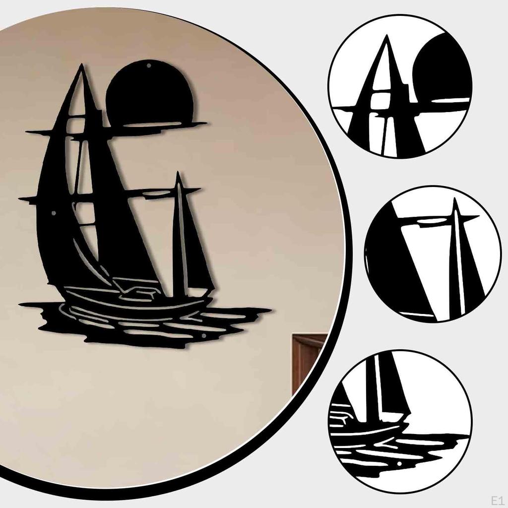 Sailboat Metal Wall Art Hanging Ornament Iron Housewarming Gift Artwork Decoration for Living