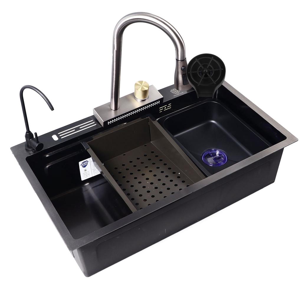 Nano Stal Nierdzewna Wodospad Zlewozmywak Kuchenny Jednokomorowy Zlewozmywak Kuchenny Stanowisko Pracy z Baterią do