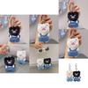 Plush Cat Keychain With Denim Overalls For Anime Collectors And Gift Lovers