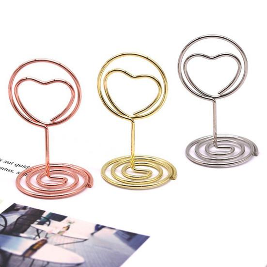 10Pcs Love Heart Table Number Holder Place Card Photo Picture Clip Memo Note Card Stand Wedding Anniversary Birthday Party Centerpieces