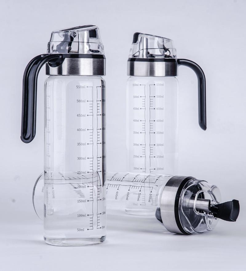 Cooking Oil Bottle High Borosilicate Glass Dispenser With Scale Quantitative Sauce Vinegar Cooking Kitchen Supplies