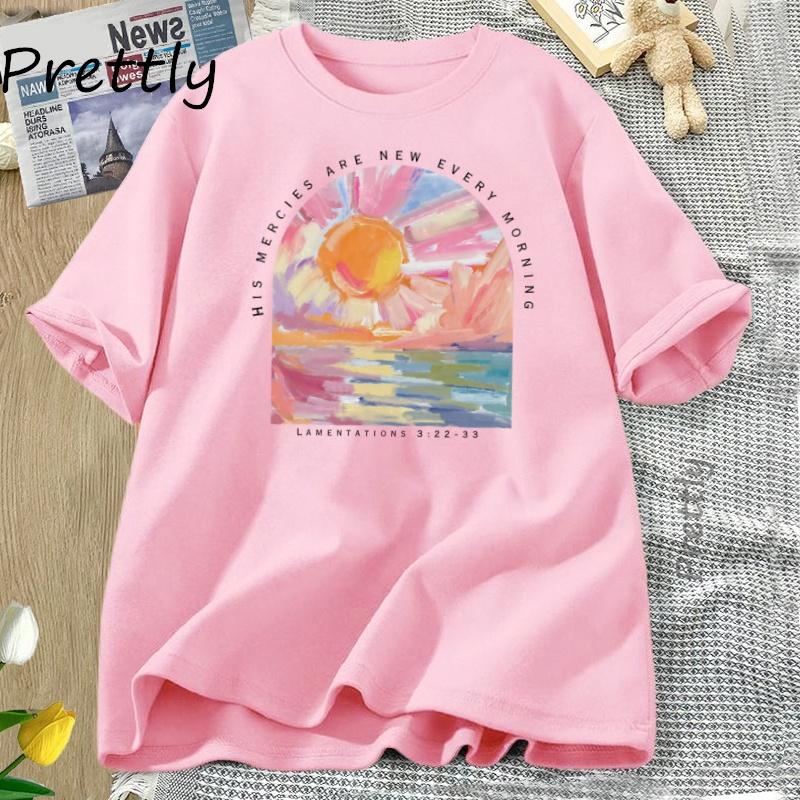 Religious Christian Women Cotton T Shirt Clothing Jesus Short Sleeve Tees Harajuku Summer Clothes Y2k Tops