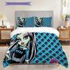 Monster High Fashion Vibes Three-piece Set (1 * Duvet Cover + 2 * Pillowcase, Without Core) 2D Flat Soft and Comfortable Duvet Cover and Pillowcase