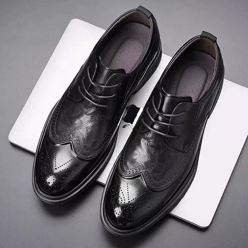 

Модная мужская обувь Оксфорды из натуральной коровьей кожи Броги Классическая деловая формальная обувь Мужская Черная Коричневая 38 чёрный