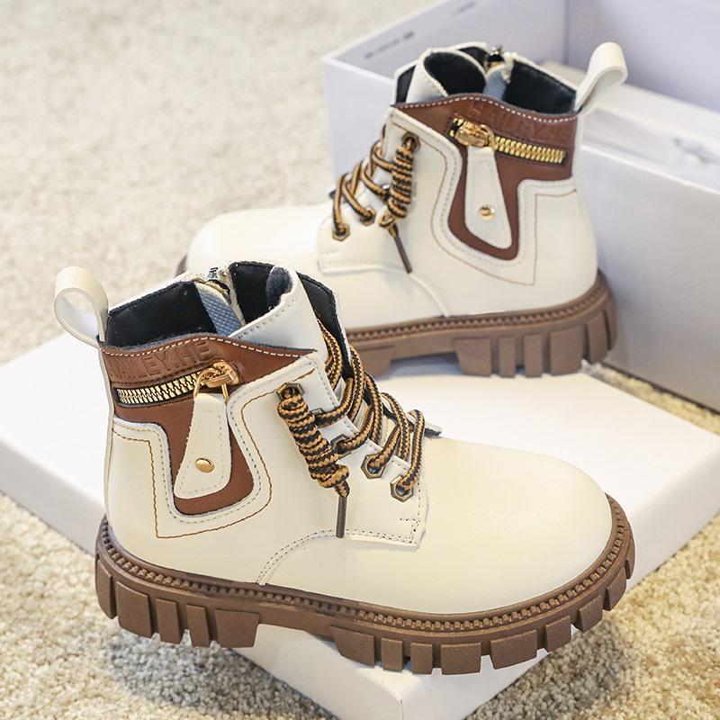 Boy's Winter Boots Fashionable Plush Warm and Casual High Top Cotton Boots Mid-Top Boots Fashion Black Boots
