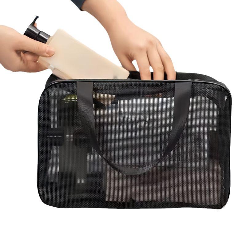 Unisex Travel Organizer: Mesh Cosmetic & Shower Bag with Multi-Pockets