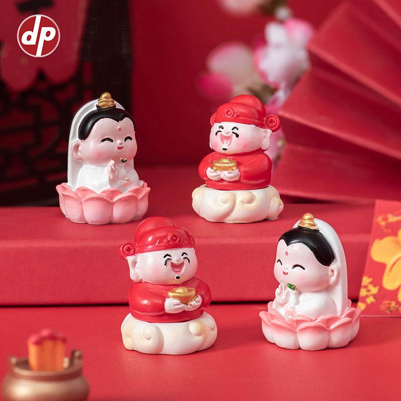 New Year's Small Ornaments Worship Goddess Of Fortune Resin Crafts Desktop Car Fortune Small Ornaments