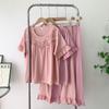 Princess Style Women's Tencel Cotton Short Sleeve Pajamas Casual Women's Home Wear Suit 2025 Summer Plaid Breathable Cotton