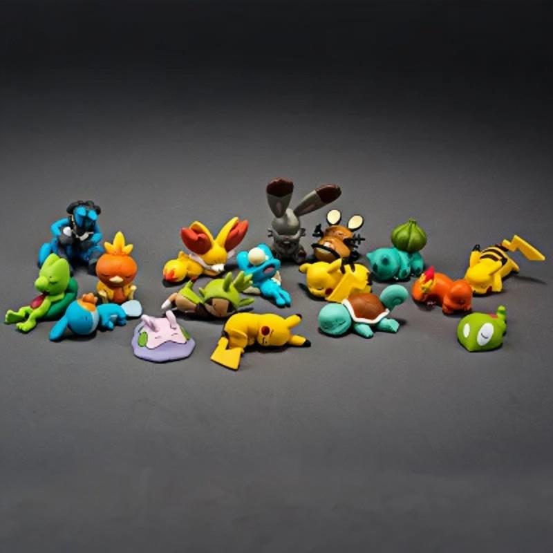 Sleeping Pokemon Action Figure Cup Pocket Monster Pikachu High Quality Toys Dedenne Fennekin Bunnelby Lucario Mudkip Squishy Tiny Figure